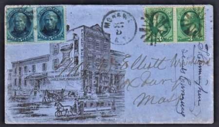 US 184-5 Pair of Each on Large Advertising Cover with PFC - Horse-Drawn Trolley Design