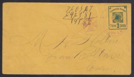 US 1882 Stamped Envelope VF Cover