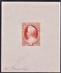 US 146E7b 2 cent Orange Essay for 2 cent Design Shading cv 1,000.00+