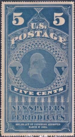 US PR8 Newspaper VF Blue, Double "5" Numerals - Unlisted cv $800+
