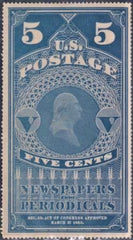 US PR8 Newspaper VF Blue, Double "5" Numerals - Unlisted cv $800+