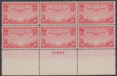 US C22 Airmails VF NH Plate Block of 6 Full Bottom Plate