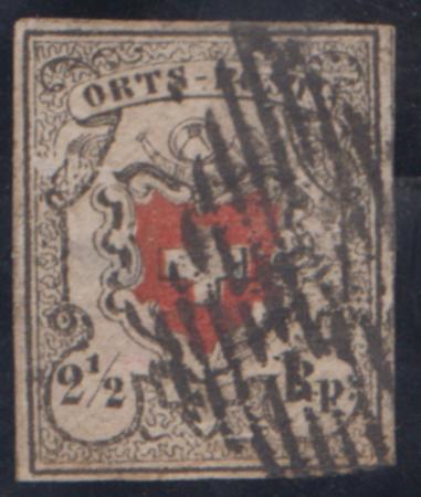 Switzerland 1 VF Used Small Thin, Black Grid Cancel - Lovely cv $1500