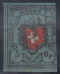 Switzerland 5 Ave - F 3 Large Margins, In at Right Thins cv $1,250