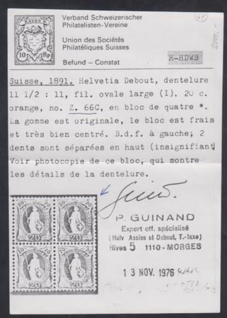 Switzerland 82c F - VF NH Pristine Color + Gum, 2 Swiss Certs, cv $1,650