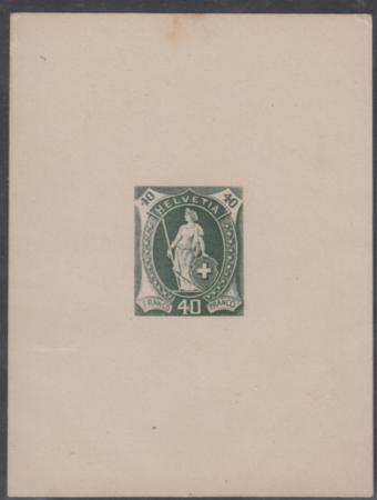 Switzerland 85P 1904 40c Dark Green Trial Die Proof