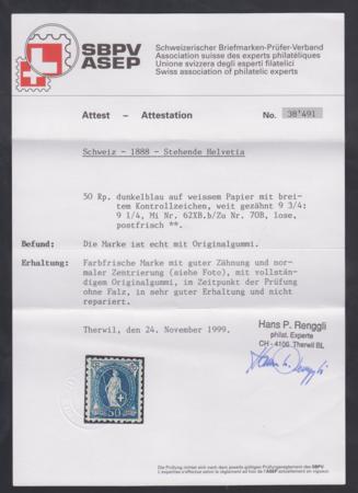 Switzerland 92 F - VF Renggli Cert. Fresh! Rich Color cv $3,100