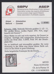 Switzerland 111 Fine Hinged Small thin, Guinand Cert. cv $250