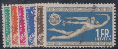 Switzerland 210-15 Var F - VF Handstamped "Specimen" by receiving postals