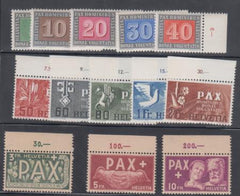 Switzerland 293-305 NH Scarce Margin Tab Set - Peace Issue Margin Copies cv $525