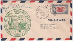 US 1938 C23 on Nat'l Air Mail Week Cover Signed by Aviator Hugh Robinson