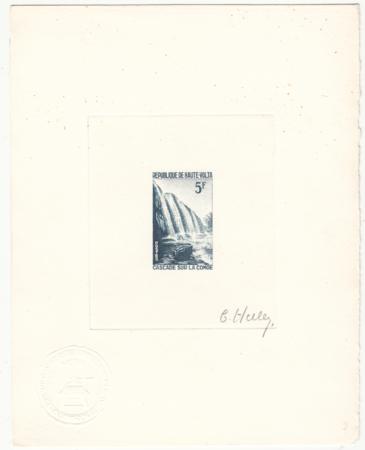 Burkina Faso 139 1965 Artist Die Proof in Dark Blue, Waterfall