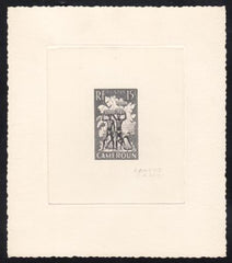 Cameroun 324 Artist Die Proof in black, Porters Carrying Bananas
