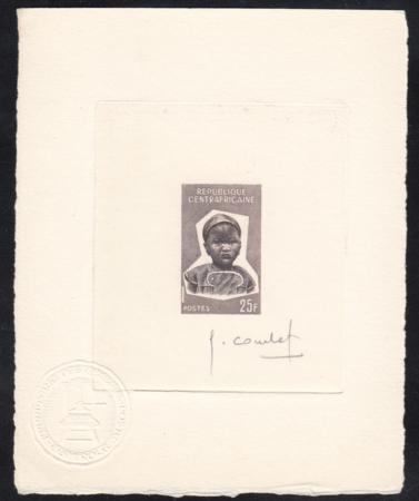 Central Africa 36 Artist Die Proof in Gray, Child