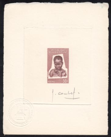 Central Africa 38 Artist Die Proof in Brown, Child