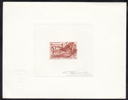 Central Africa 102 Artist Die Proof in Brown, Baoule Cattle