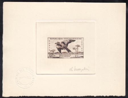 Central Africa C1 Artist Die Proof in Sepia, Bird