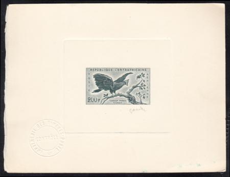 Central Africa C2 Artist Die Proof in Sepia, Bird