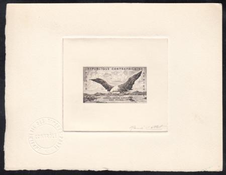 Central Africa C3 Artist Die Proof in Deep Brown, Bird
