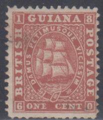 British Guiana 17 LH Thin + Slight Cut at Left, cv $425