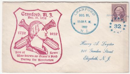 US New Jersey, Cranford 720 Fancy Cancel Cover, Circle of Stars