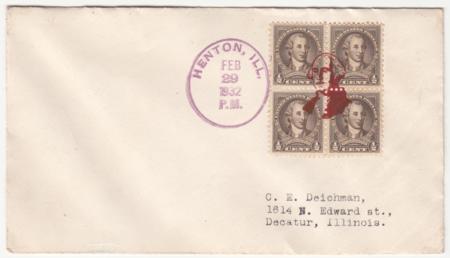 US IIinois, Henton 704 Fancy Cancel Cover, George Washington