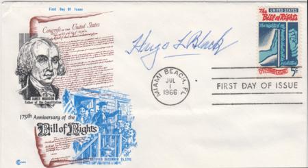 US 1312 FDC Signed by Hugo Black, Supreme Court Justice