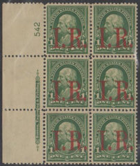 US R154 var. Revenue XF Mint Hinge Remnants Plate Block of 6 - Scarce!