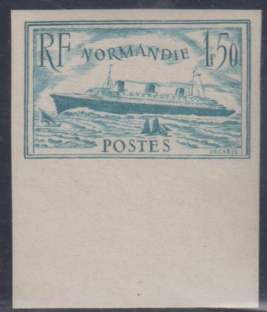 France 300a var. XF NH Imperf Pale Blue, Full Bottom - One of the Great Rarities of French Commemorative Imperfs cv $8,000