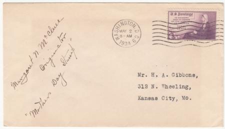US 1934 Cover with 737 Signed by Margaret N. McClure, originator of stamp