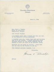US 1949 Autographed Letter from Governor Herman Talmadge