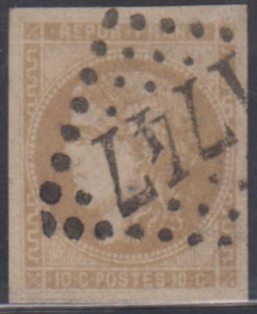 France 42 var XF Used Rare Shade - Greenish Bistve Report II Calves Cert. Repaired Thin cv $780