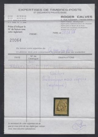 France 42 var XF Used Rare Shade - Greenish Bistve Report II Calves Cert. Repaired Thin cv $780