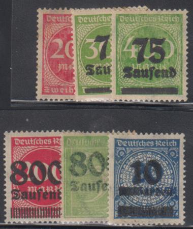 Germany Mint H/LH 6 Different Inflation Offset + Overprint Varieties