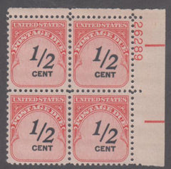 US J88 Postage Dues VF NH Plate # Block cv $120