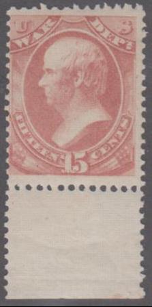 US O90 Officials Ave - Fine NH w/ Bottom Sheet Margin cv $190
