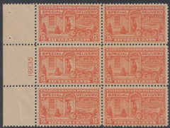 US E13 Special Delivery F - VF NH/LH Margin Plate Block cv $450