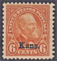 US 664 VF - XF NH Kansas Overprint Jumbo Margin - PSE Cert