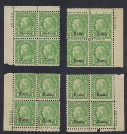 US 658 Ave Mint 19339 Matched Set of 4 Plate Blocks cv $240