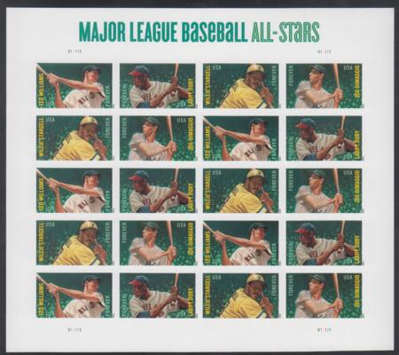 US 4694a-97c Modern Baseball Bk Of 4 Imperf Sheet