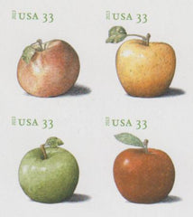 US 4727-30b Modern Imperf Apples Block of 4