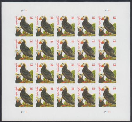 US 4737b Modern Imperf Puffin-red 2013 Sheet