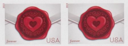US 4741a Modern Imperf Love-Sealing Wax Pair