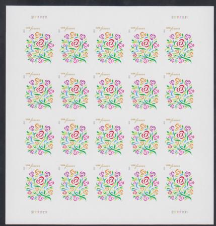 US 4764b Modern Imperf Wedding Bouquet Sheet