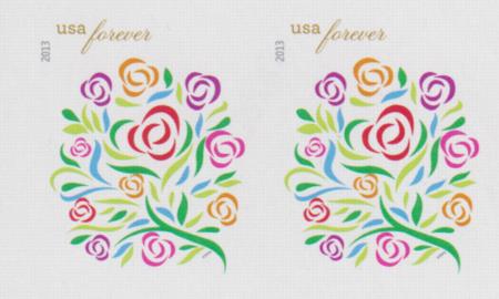 US 4764b Modern Imperf Wedding Bouquet Pair