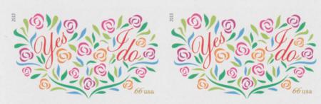 US 4765b Modern Imperf Yes I Do Flowers Pair