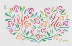 US 4765b Modern Imperf Yes I Do Flowers Single