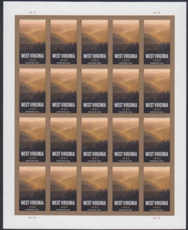 US 4790a Modern Imperf West Virginia Sheet