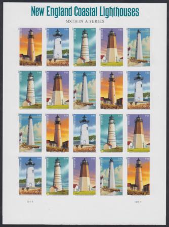 US 4791-95b Modern Imperf Lighthouses V.Strip Of 5 Sheet
