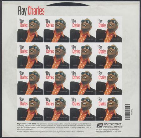 US 4807a Modern Imperf Ray Charles Sheet
